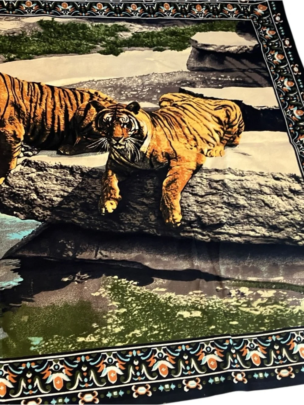 VTG 90s RT Brooklyn Tiger Tapestry 100% Cotton Made in Turkey 58x39